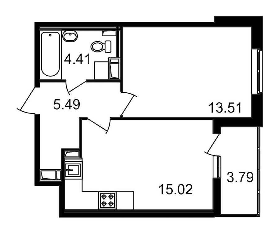 Однокомнатная квартира в : площадь 42.69 м2 , этаж: 10 – купить в Санкт-Петербурге